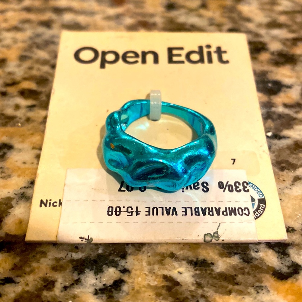 Open Edit Metallic Blue size 7 ring